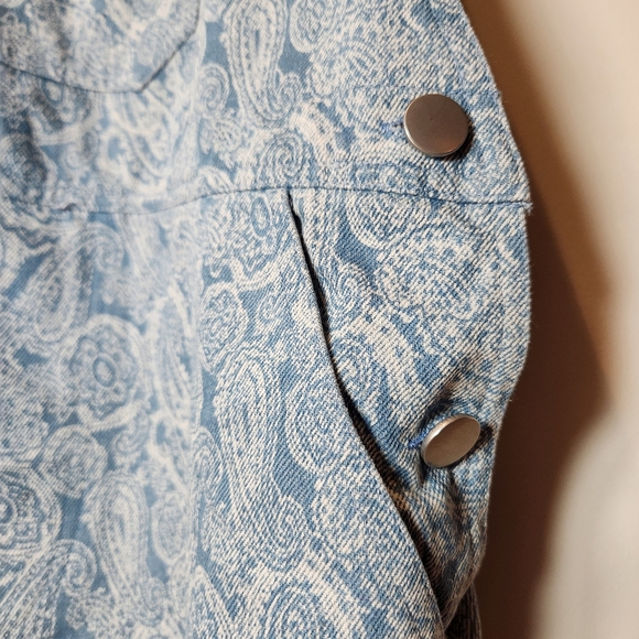 Storia small 100% cotton Blue Denim Overall Dress paisley pattern - Picture 10 of 12